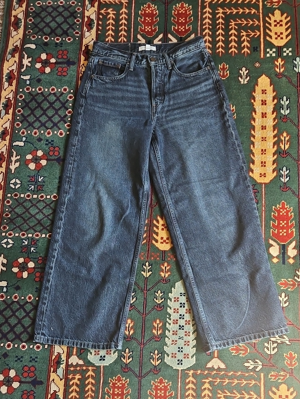 Banana Republic Baggy Mid Rise Jeans In Dark Indigo